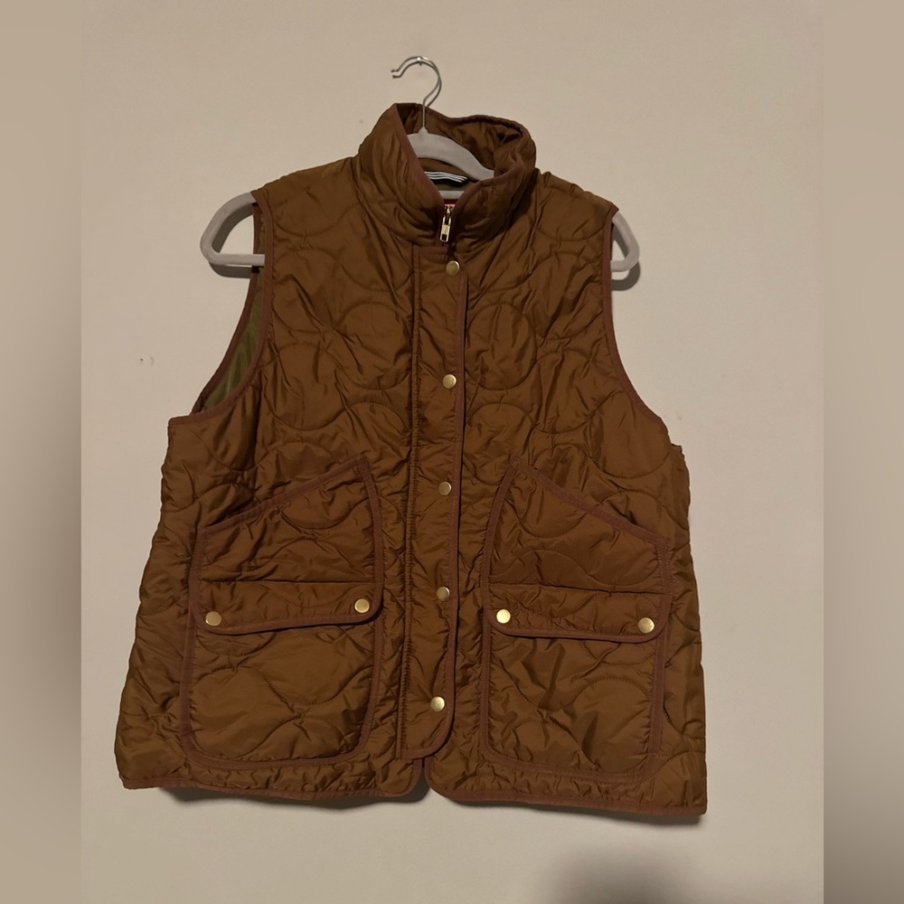 EUC J. Crew Signature Puffer Women's Quilted Auburn Brown Vest - Size XXL